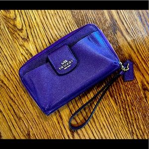 Vintage Coach Wristlet Wallet in royal purple leather